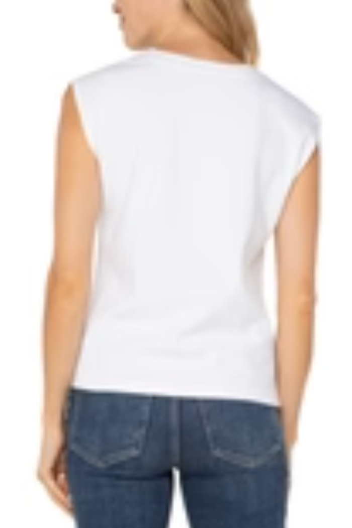 Cap Sleeve V-neck Top With Embroidery