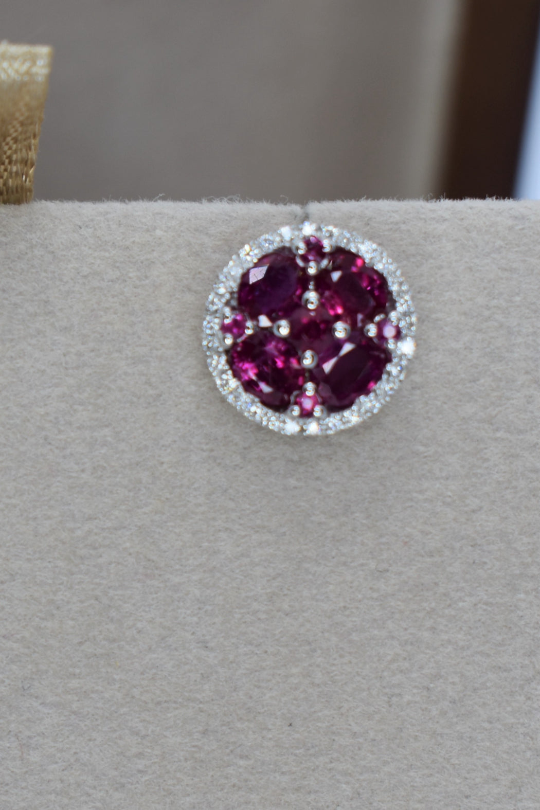 18kt White Gold Ruby & Diamond Earrings