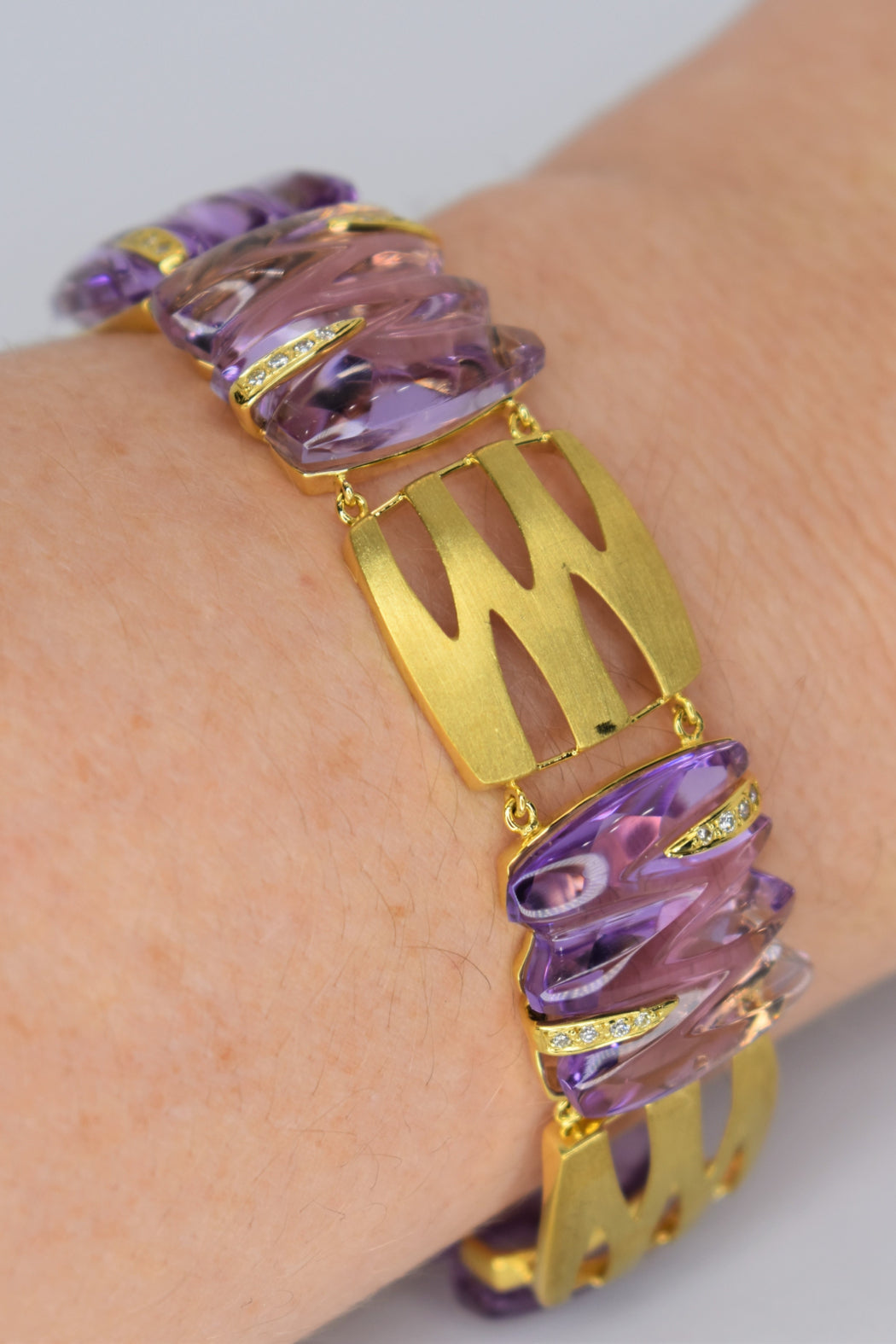 18kt Yellow Gold Amethyst & Diamond Bracelet