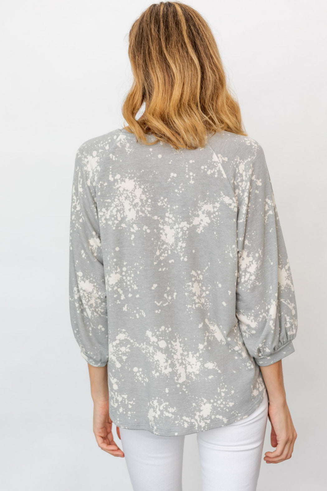 3/4 Sleeve Abstract Print Top