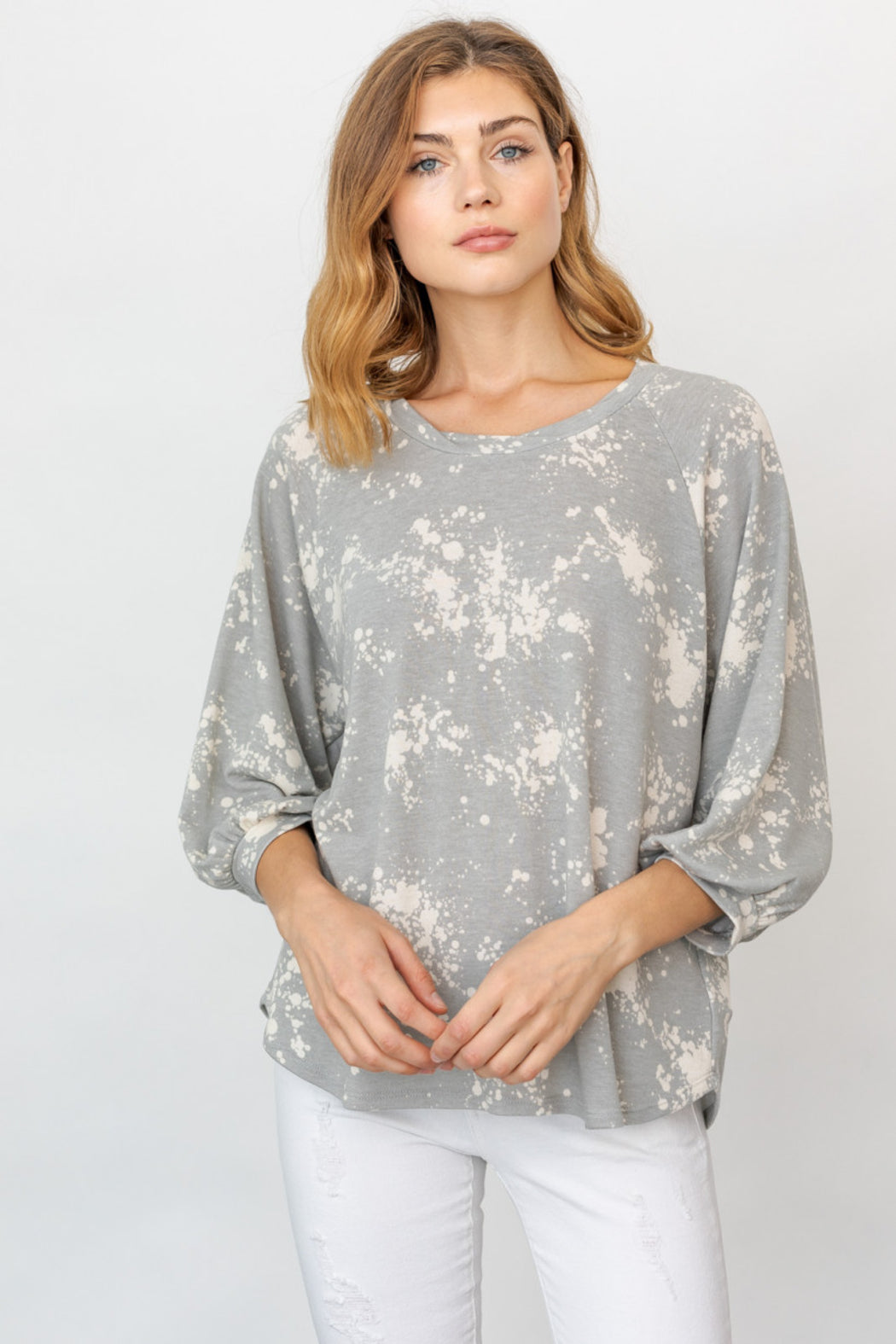 3/4 Sleeve Abstract Print Top