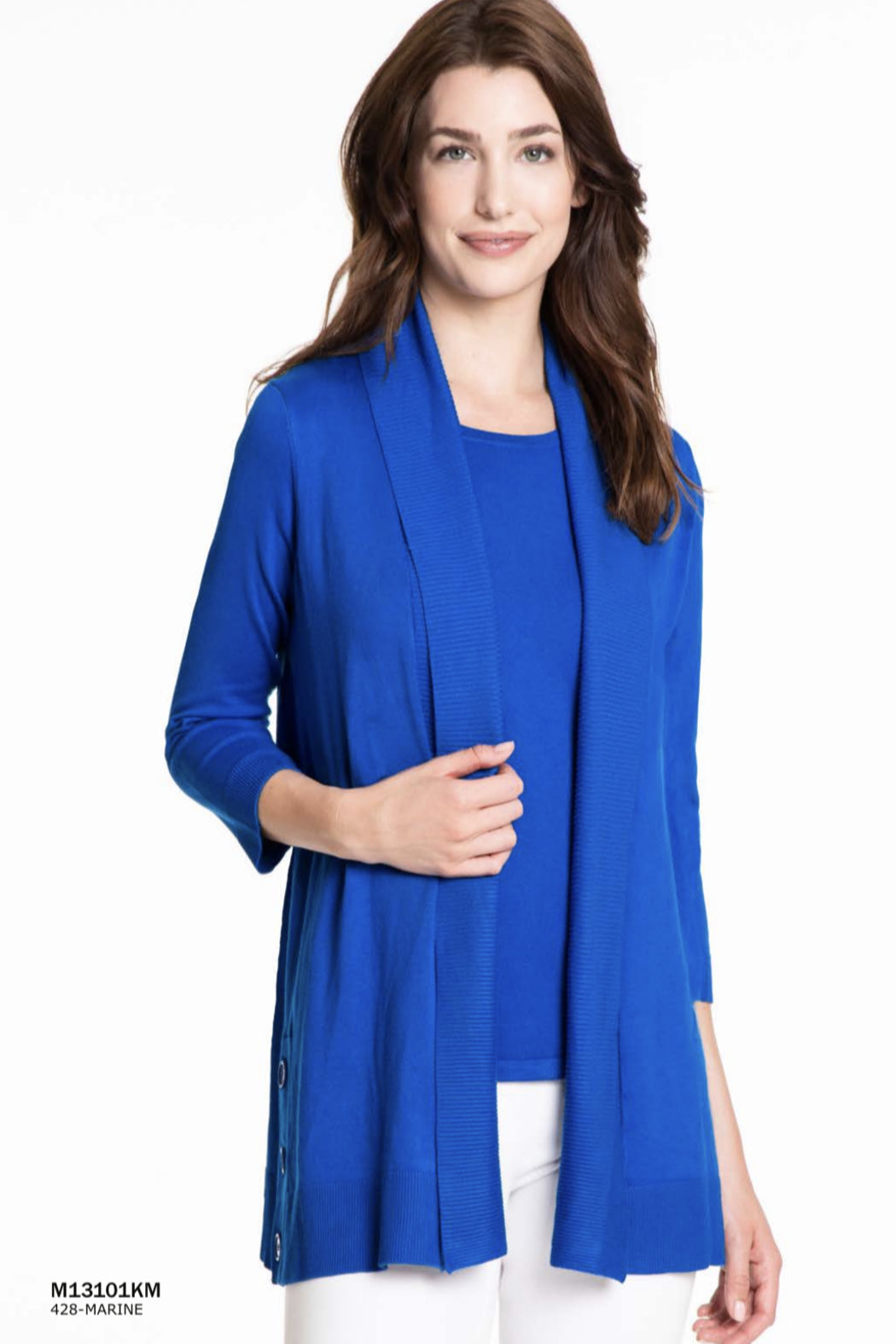 3/4 sleeve open front cardigan