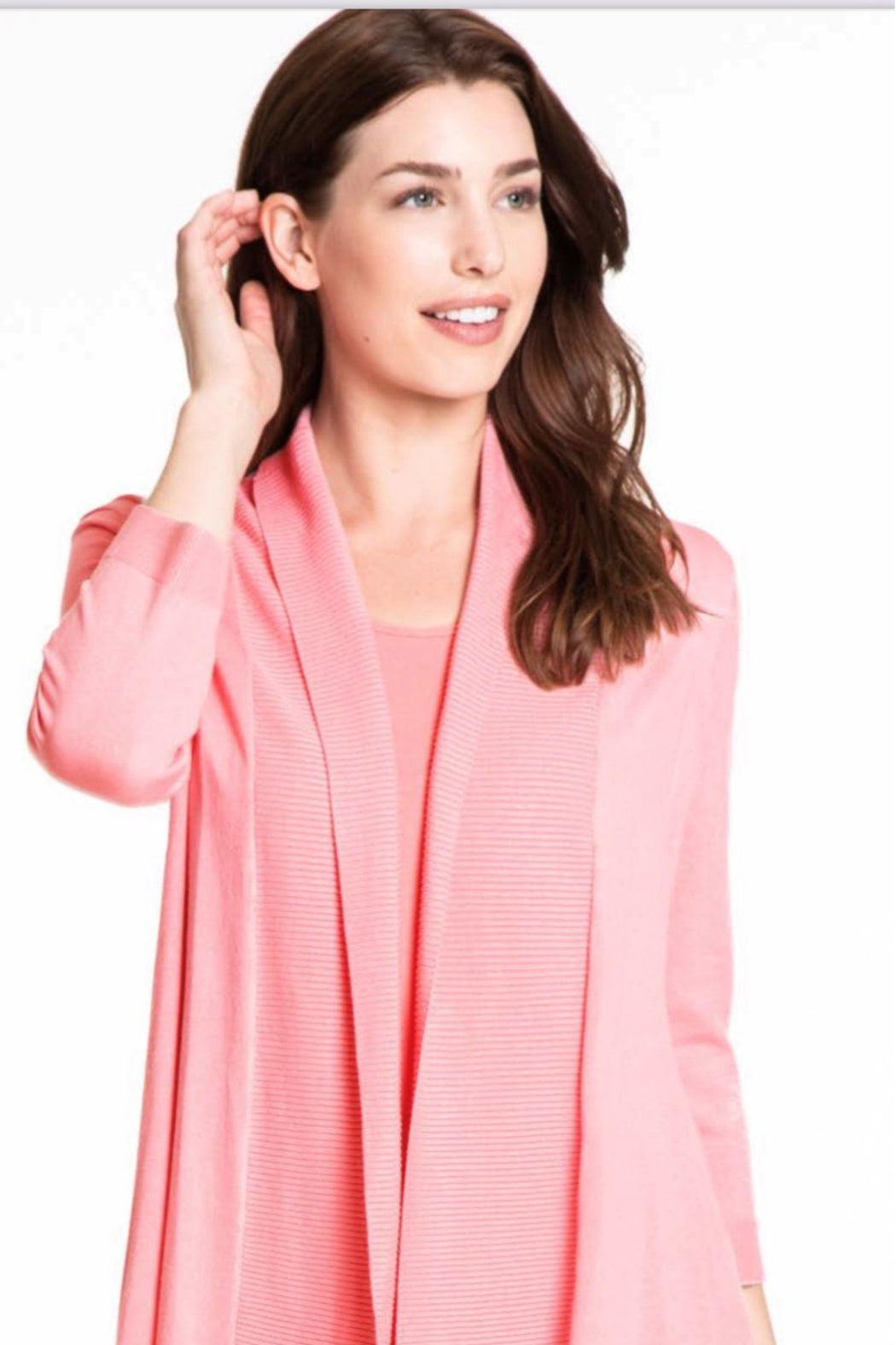 3/4 sleeve open front cardigan