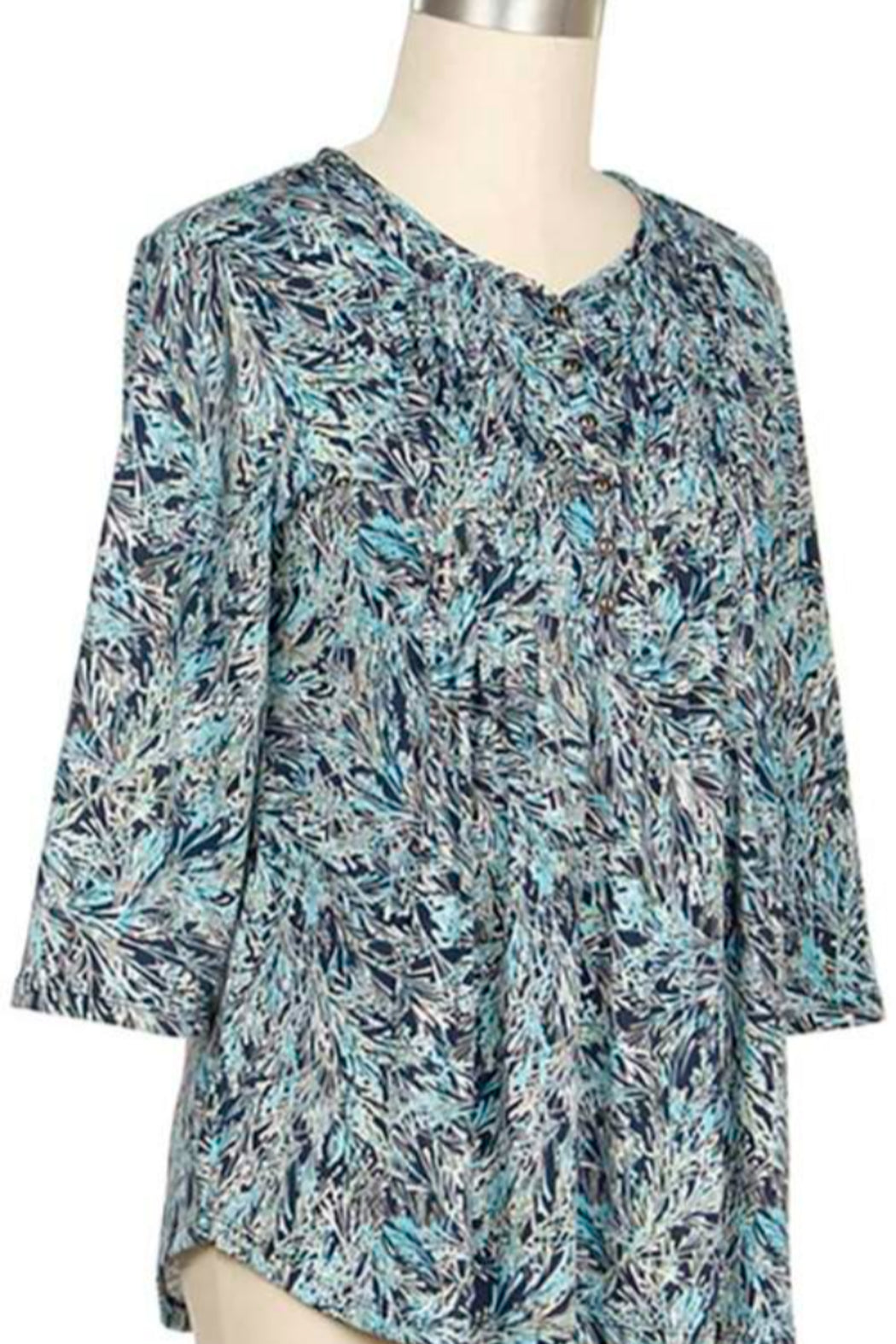 3/4 Sleeve Print Top - comes in navy only
