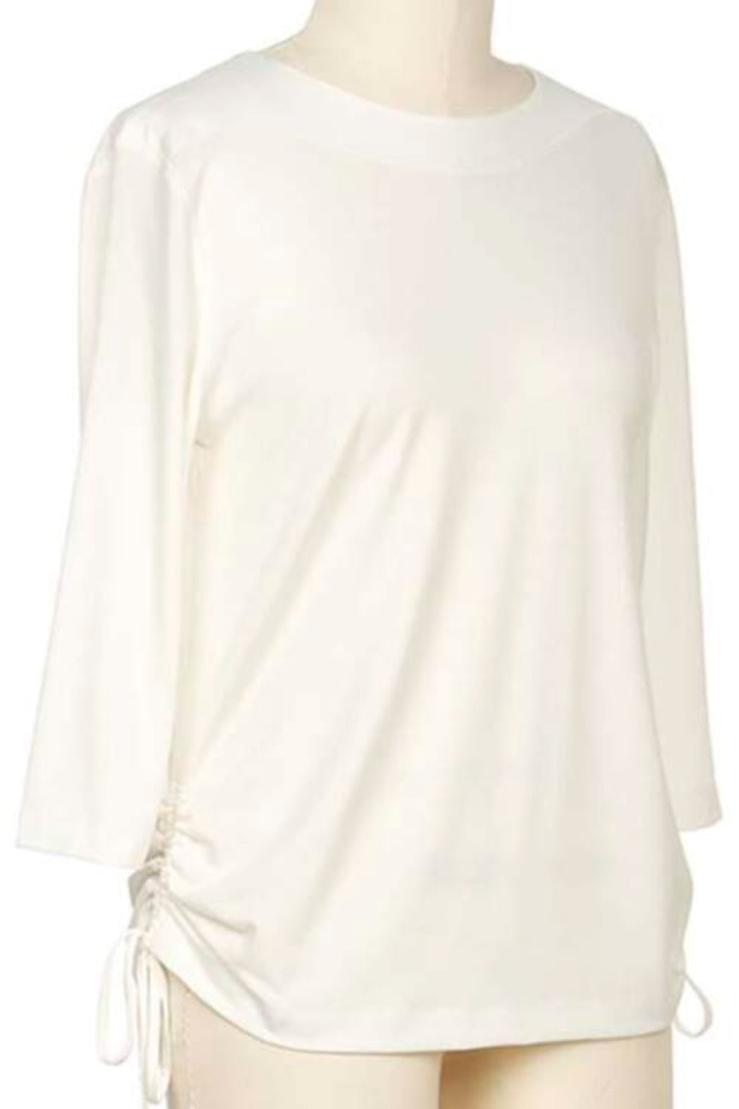 3/4 Sleeve Solid Top side ruching