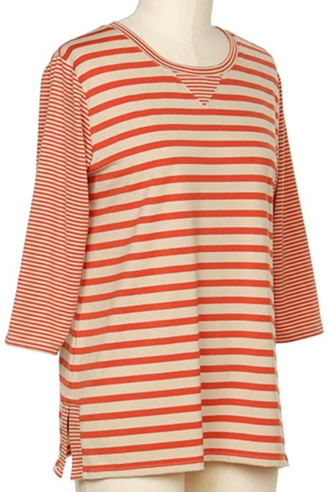 3/4 Sleeve Stripe Top