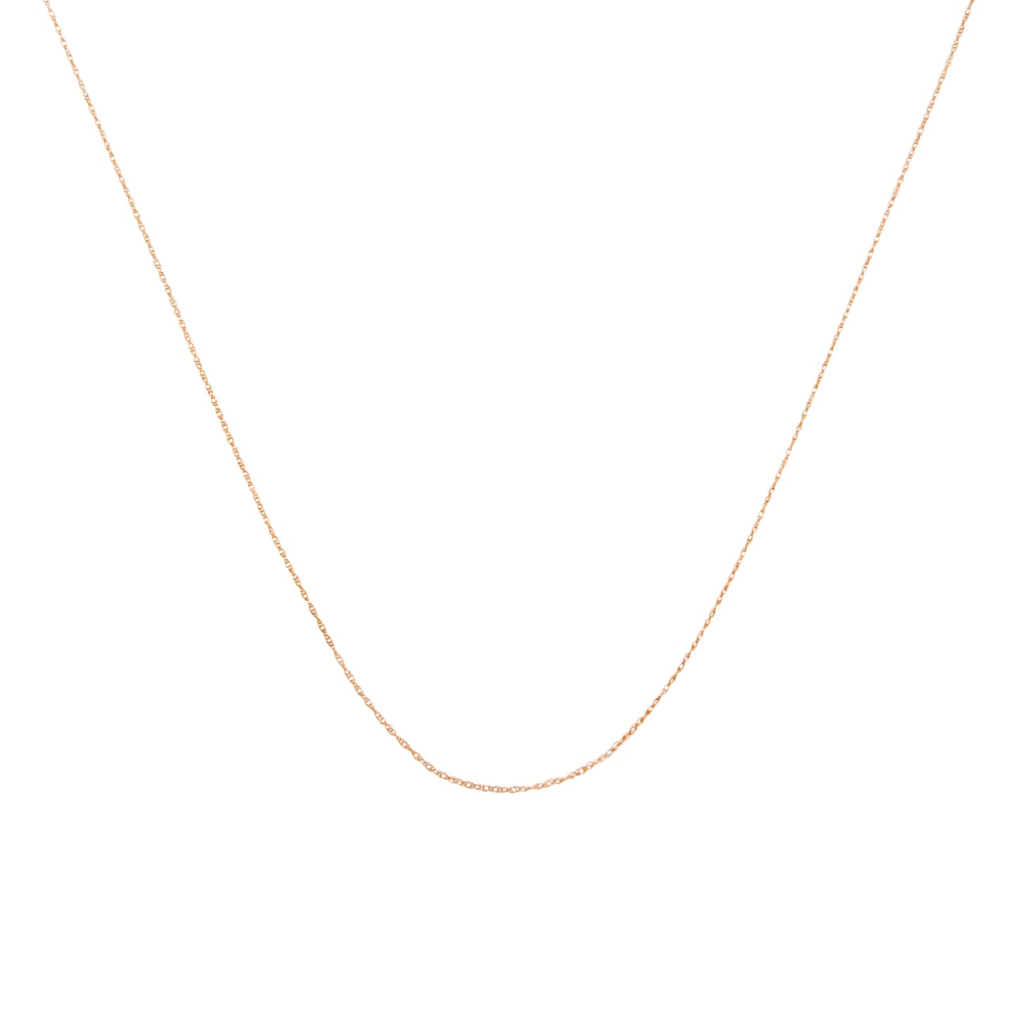 Solid 10K Rose Gold 0.5Mm Rope Chain Necklace. Unisex Chain - Size 16" Inches