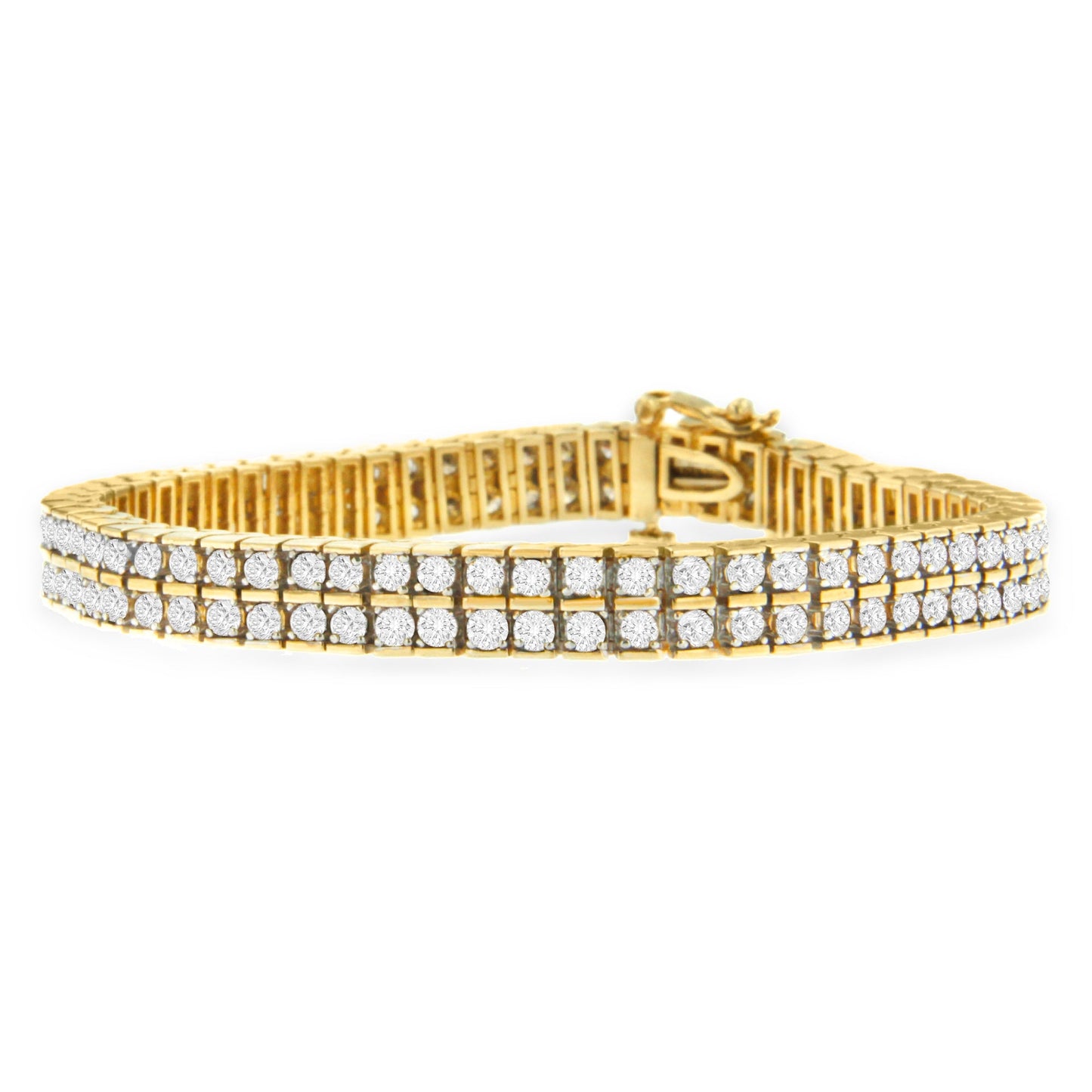 10K Yellow Gold Round-Cut Diamond Layers Of Love Bracelet (5.00 Cttw, K-L Color, I1-I2 Clarity)