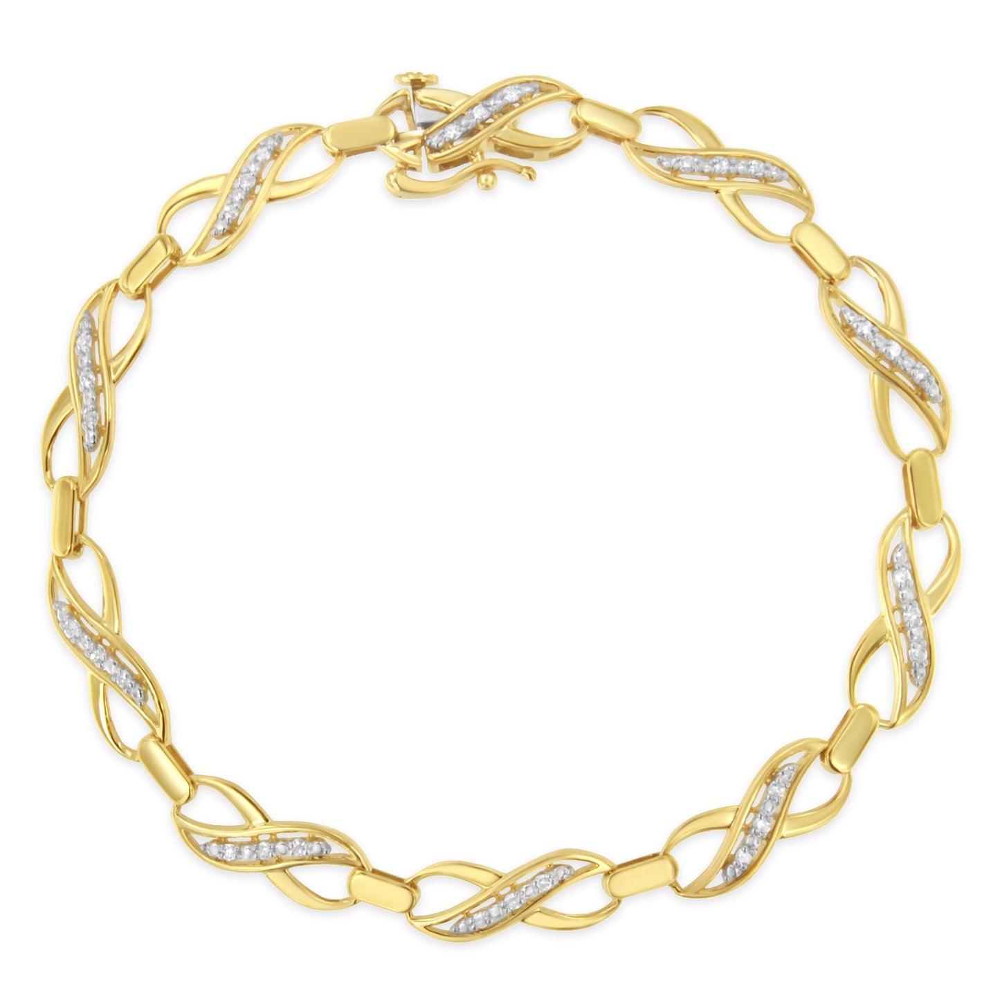 10K Yellow Gold Round-Cut Infinite Love Diamond Bracelet (0.25 Cttw, I-J Color, I2-I3 Clarity)