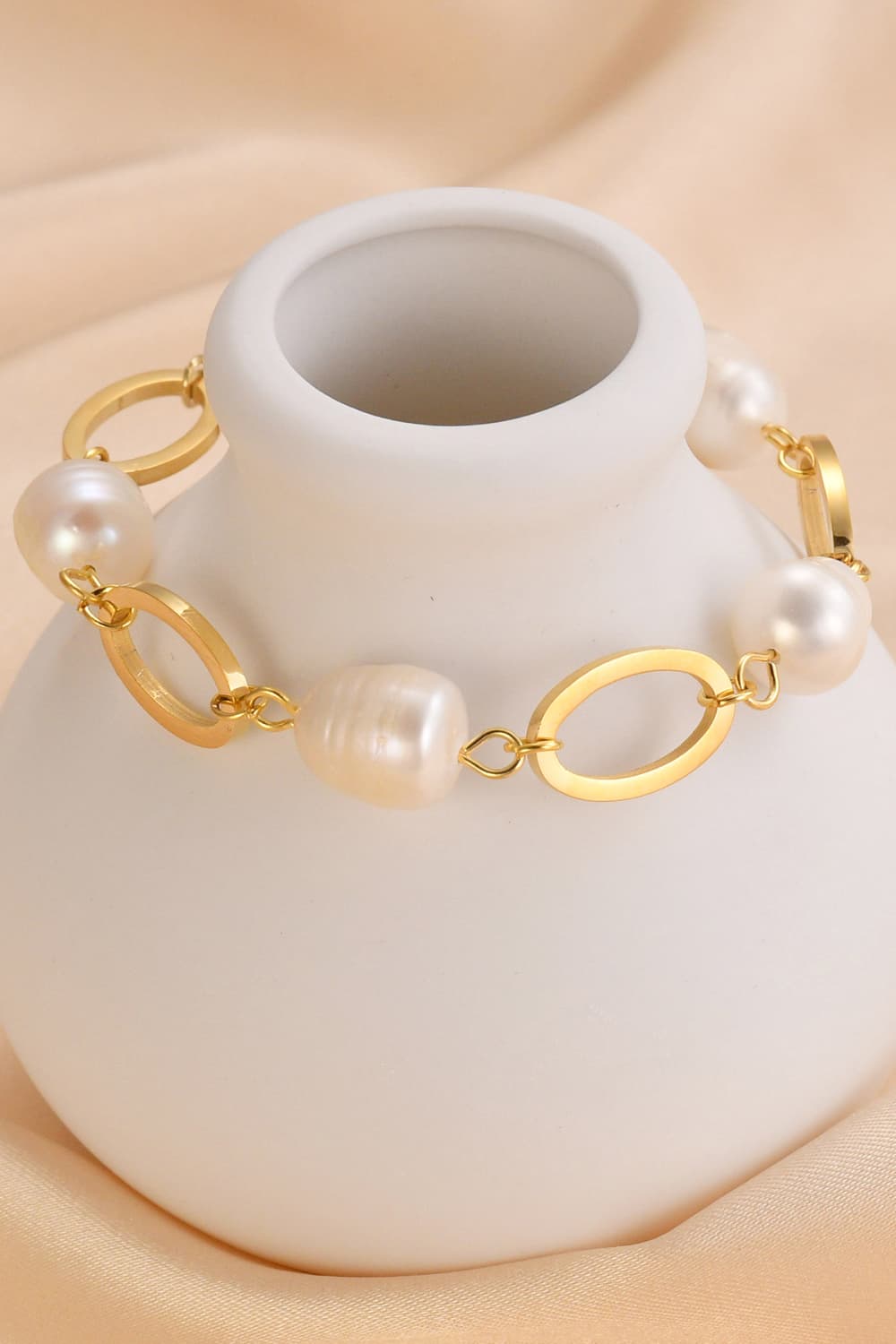 14K Gold-Plated Lobster Closure Freshwater Pearl Bracelet