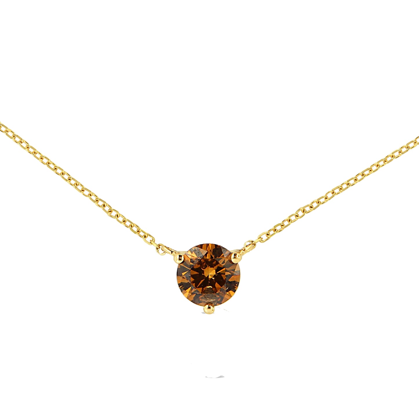 14K Yellow Gold 1/2 Cttw Martini Set Lab Grown Yellow Diamond Solitaire 18" Pendant Necklace (Yellow Color, Vs2-Si1 Clarity)