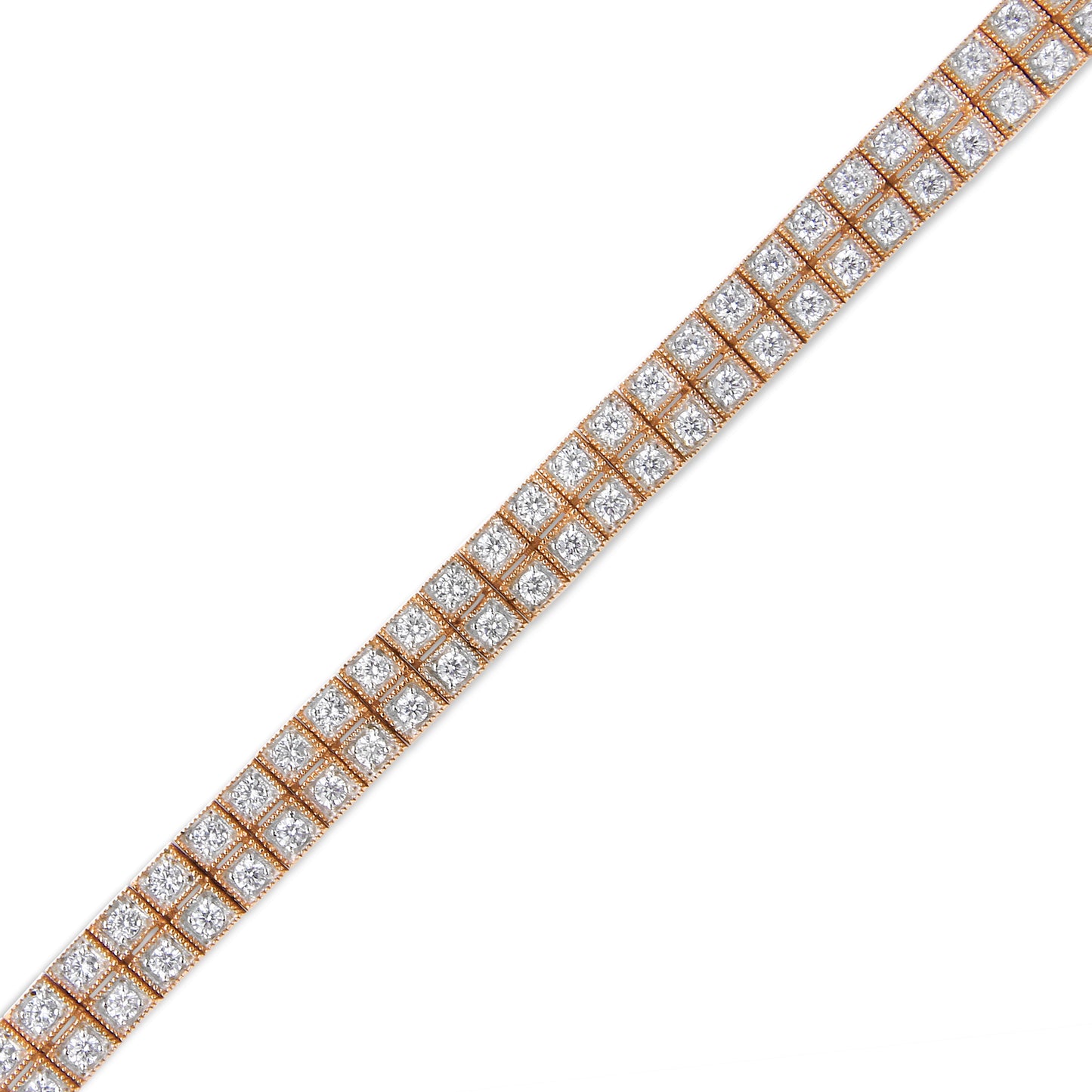 14K Rose Gold 3.0 Cttw Lab Grown Diamond Two Row Milgrain 7" Inch Tennis Bracelet (G-H Color, Vs2-Si1 Clarity)
