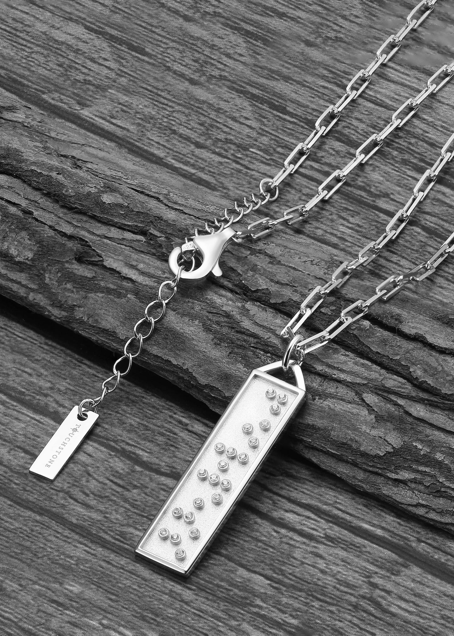 Touchstone Fearless Bar Necklace Silver