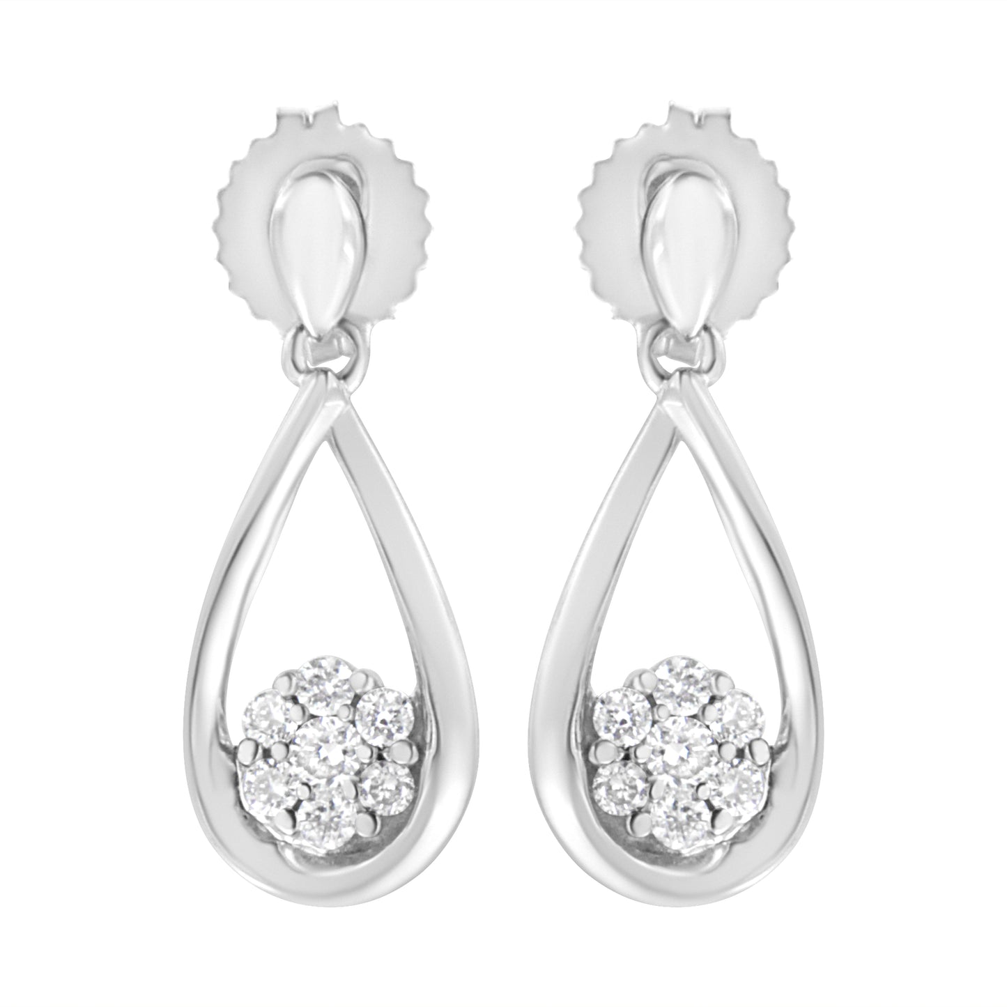 .925 Sterling Silver 1/3 Cttw Lab Grown Diamond Drop Earring (F-G Color, Vs2-Si1 Clarity)
