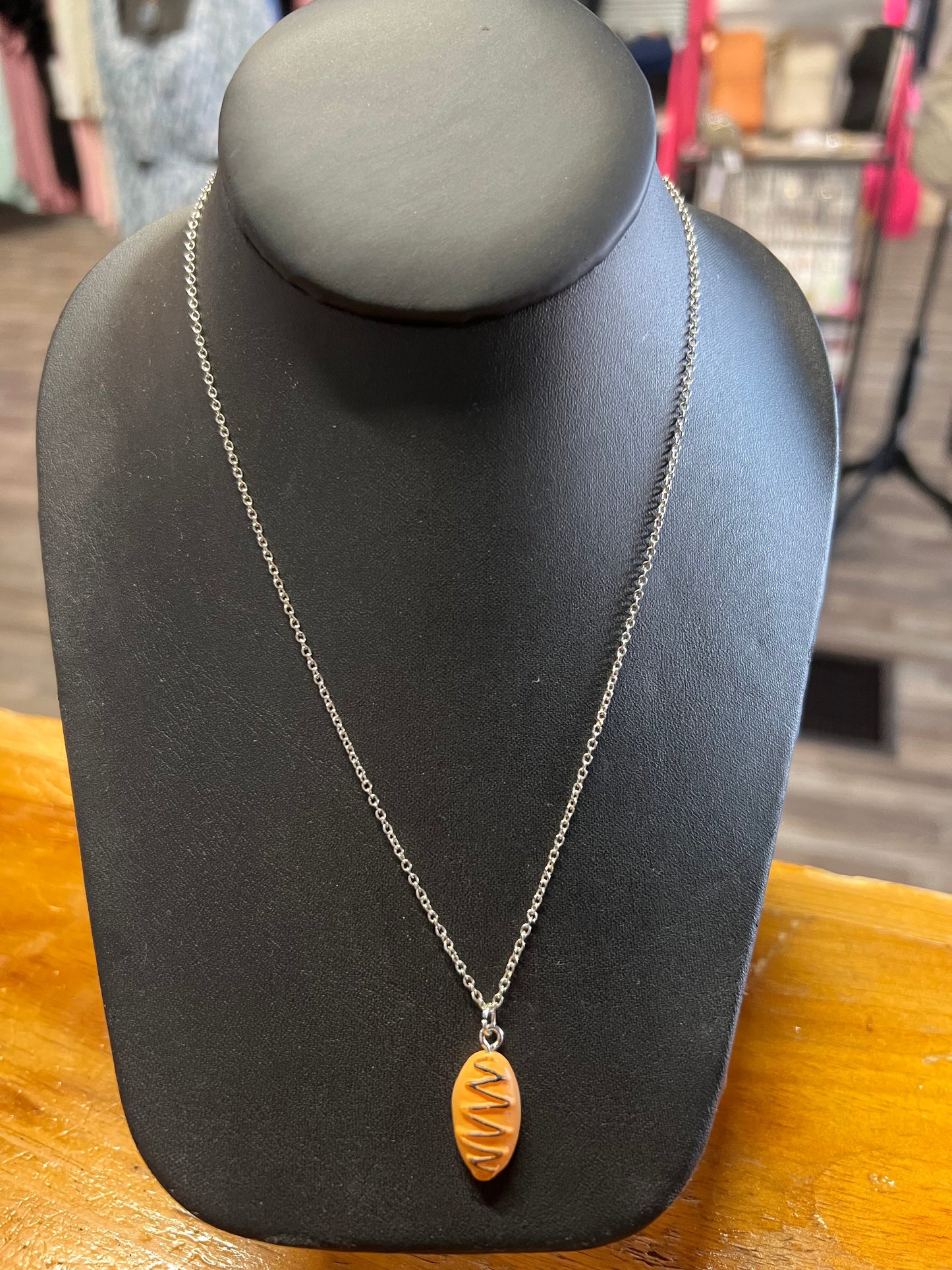Bread with Chocolate Drizzle .925 Sterling Silver necklace
