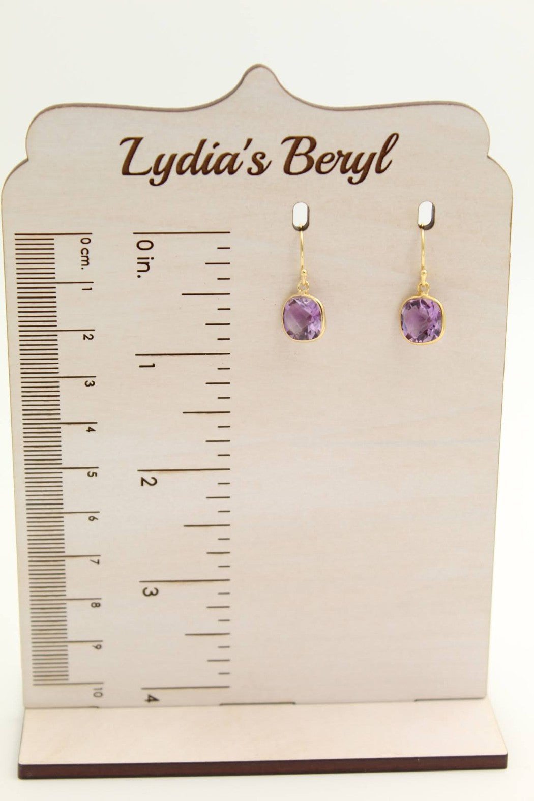 Amethyst Cushion Cut 18k Gold Over Dangle Earrings