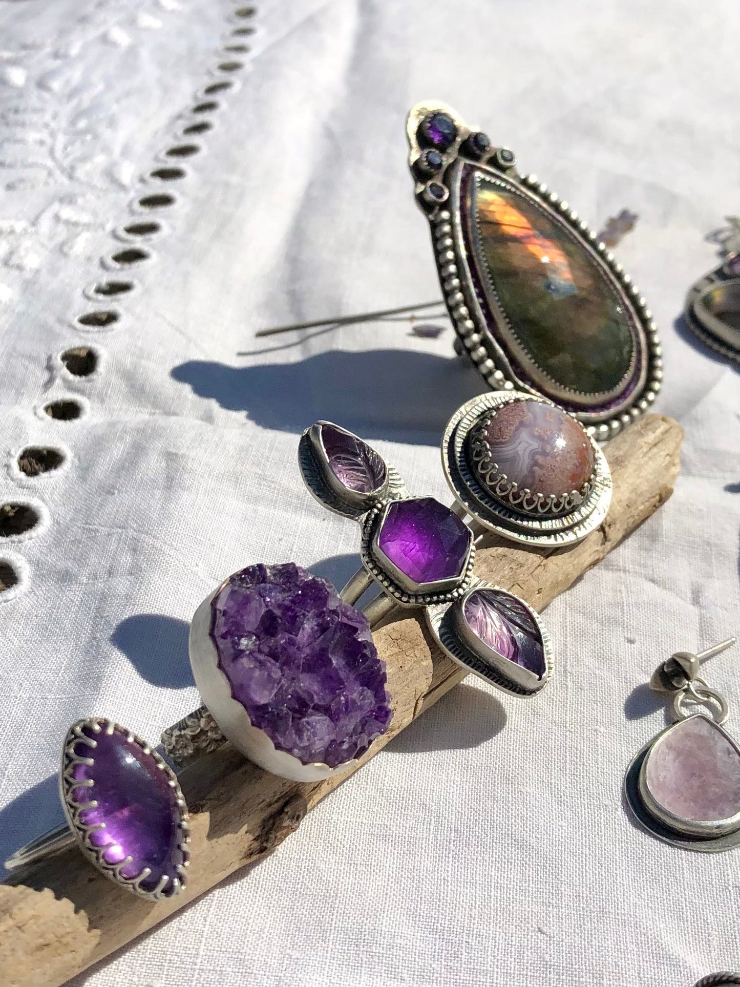 Amethyst Feather Ring