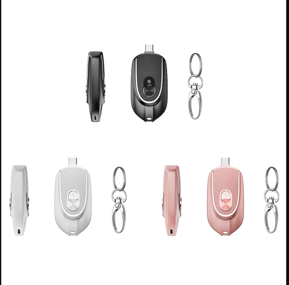 2-in-1 Connector Power Station Portable Charger Mini Emergency Keychain Power Bank