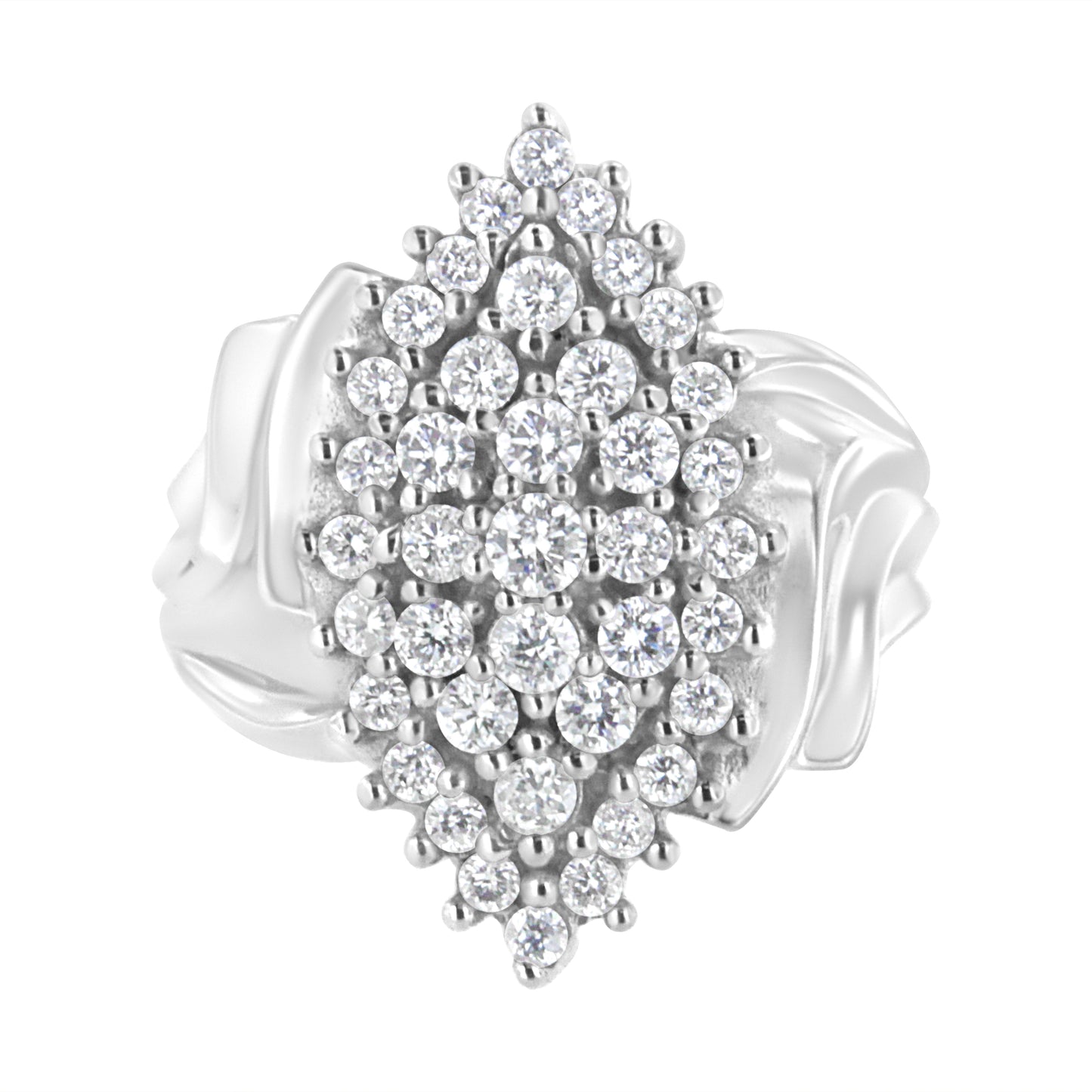 .925 Sterling Silver 1 Cttw Lab Grown Diamond Cluster Ring (F-G Color, Vs2-Si1 Clarity) - Size 7