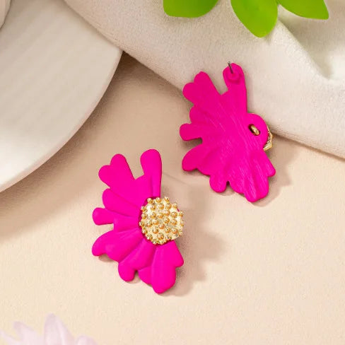 Simple Colorful Flower Stud Earrings