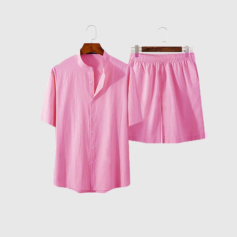 Breathable Hawaiian Men Beach two piece set