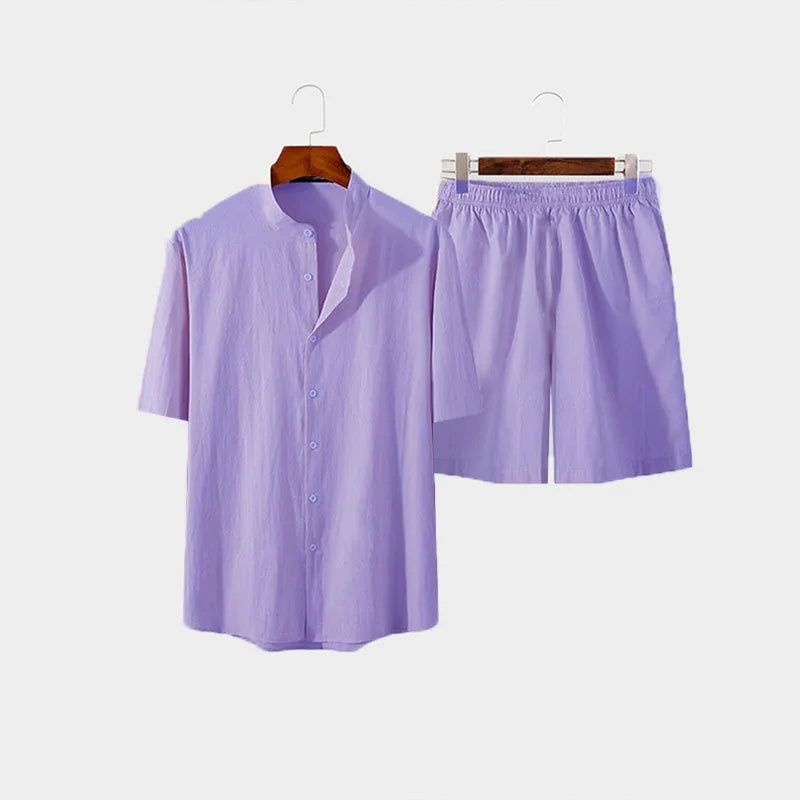 Breathable Hawaiian Men Beach two piece set
