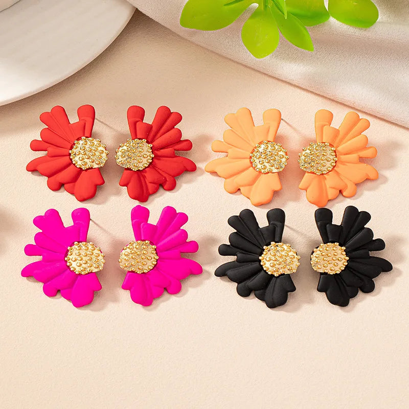 Simple Colorful Flower Stud Earrings