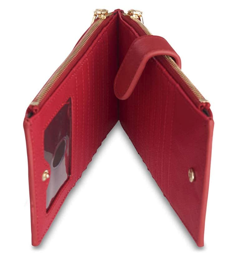 Bifold Multi Card Case Wallet with Zipper Pocket with RFID Blocking