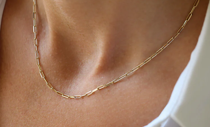 X Clip Link Necklace 16" Gold
