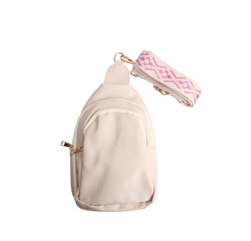 Vegan Leather Crossbody Shoulder Sling Bag with Printed Adjustable Strap