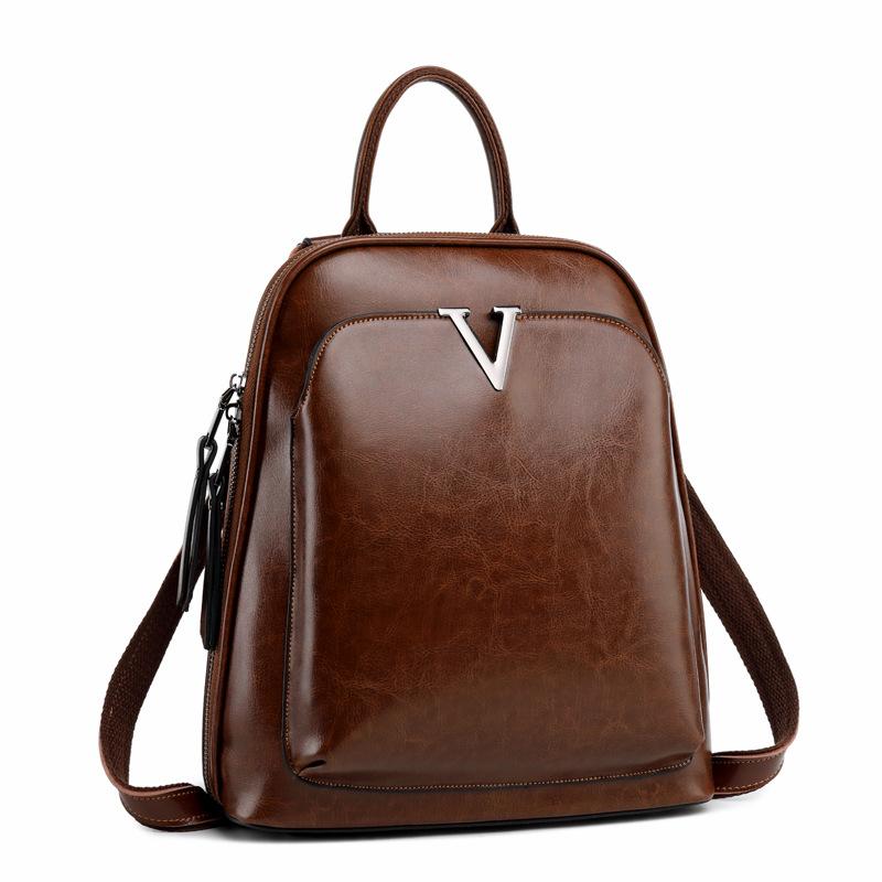 V Leather Backpack ~ Green