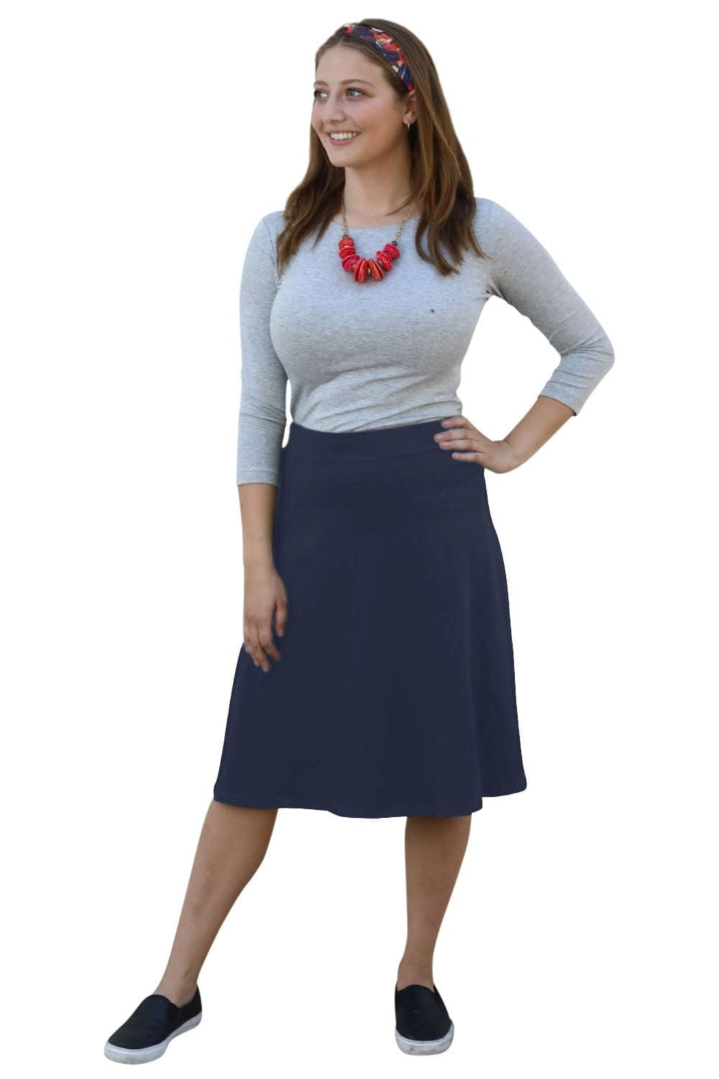 A-line Cotton Lycra Knee Length Skirt for Women