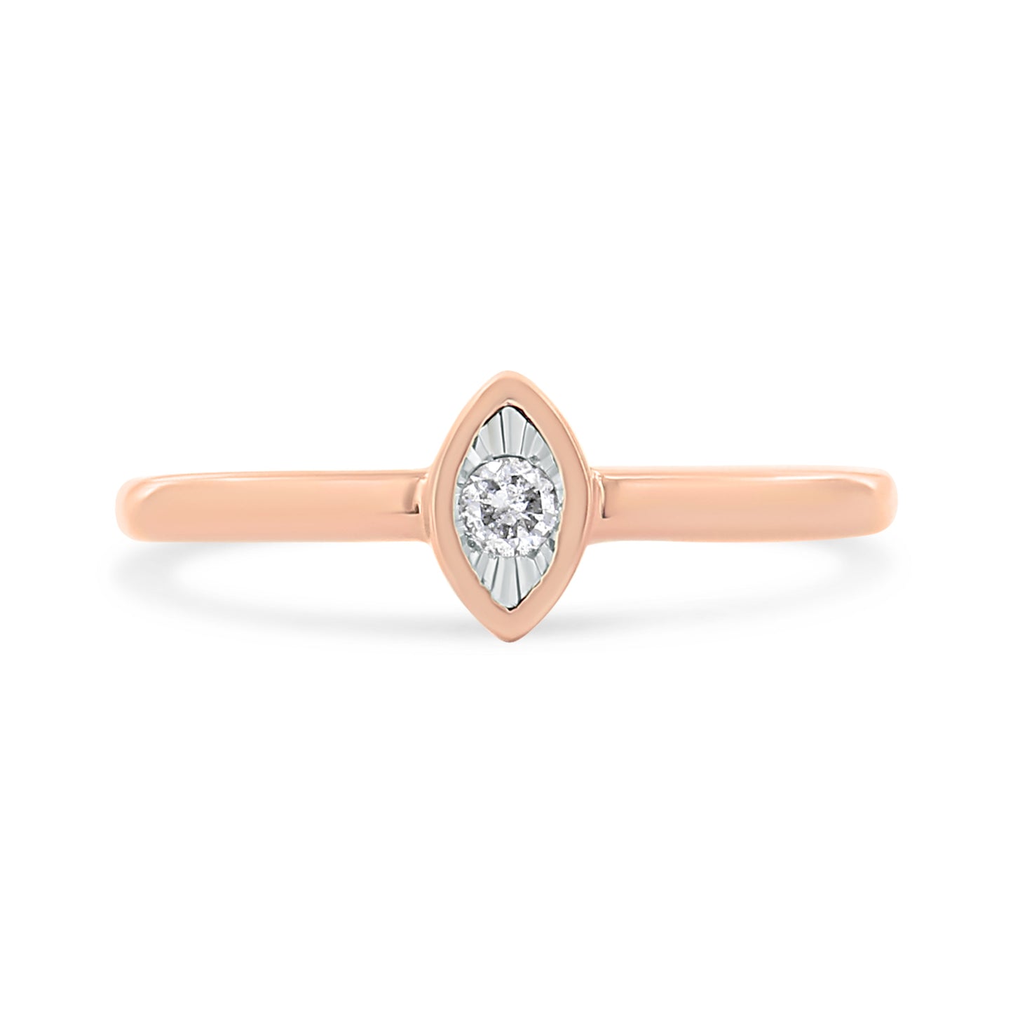 14K Rose Gold Plated .925 Sterling Silver Miracle Set Diamond Accent Pear Shape Promise Ring (J-K Color, I1-I2 Clarity) - Size 8