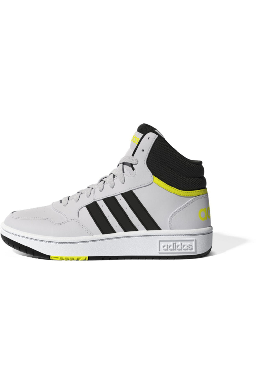 Adidas Hoops Mid 3.0 in FTWR WHITE/CORE BLACK/BEAM YELLOW