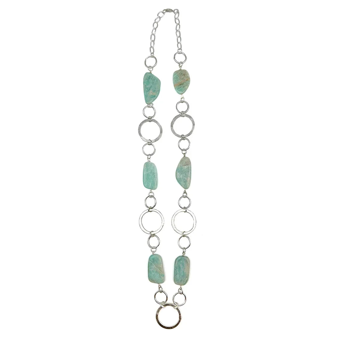 Amazonite Necklace and Earring Ensemble- Sterling Silver Plated