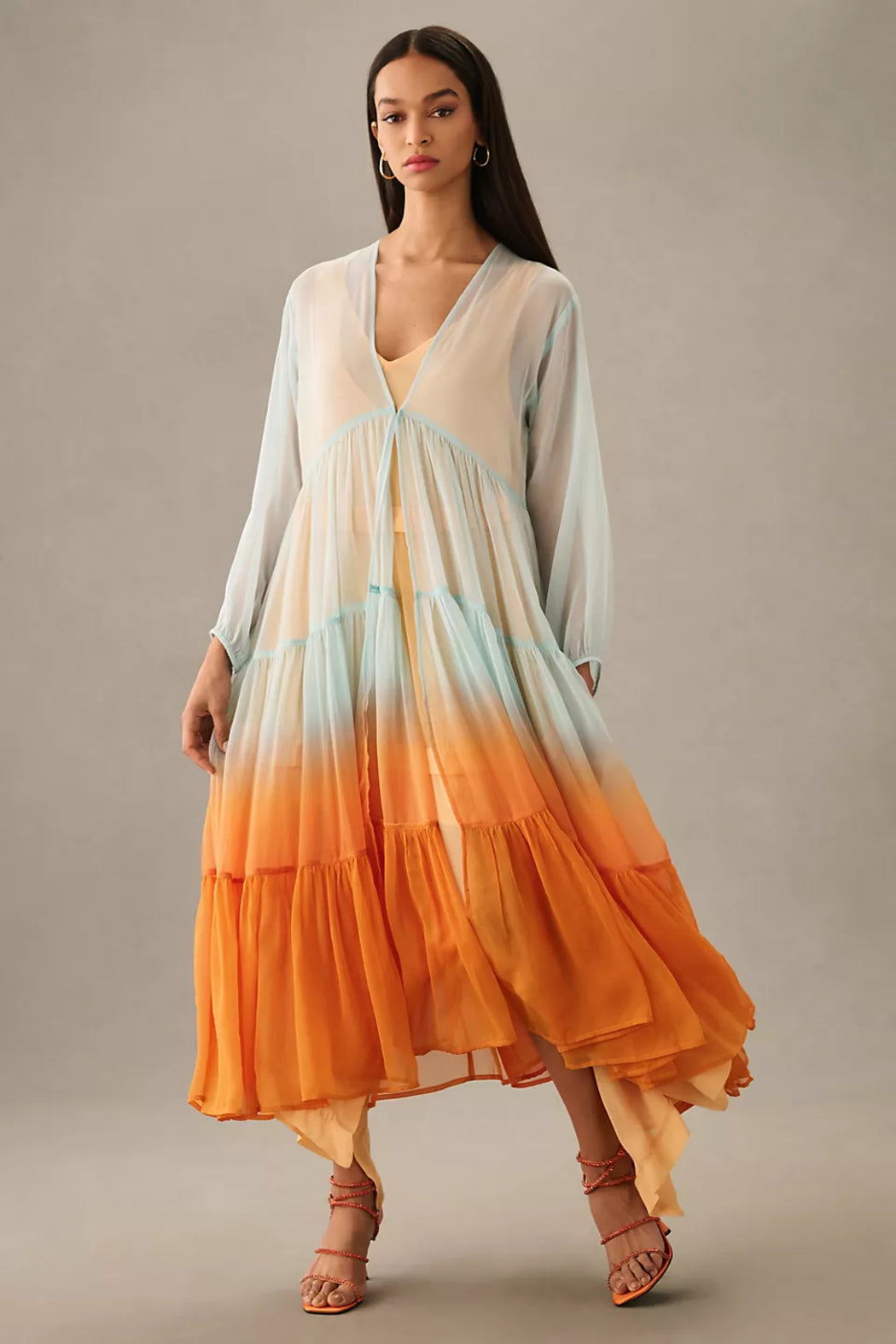 Ombré Tiered Sheer Kimono