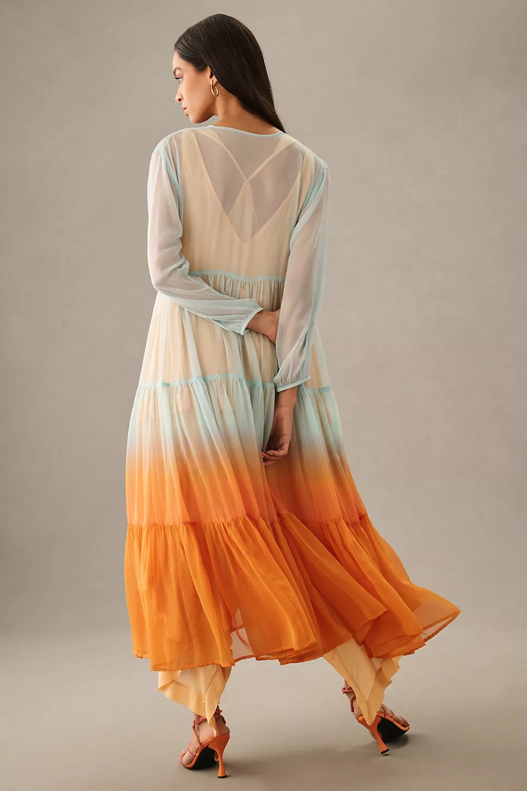 Ombré Tiered Sheer Kimono