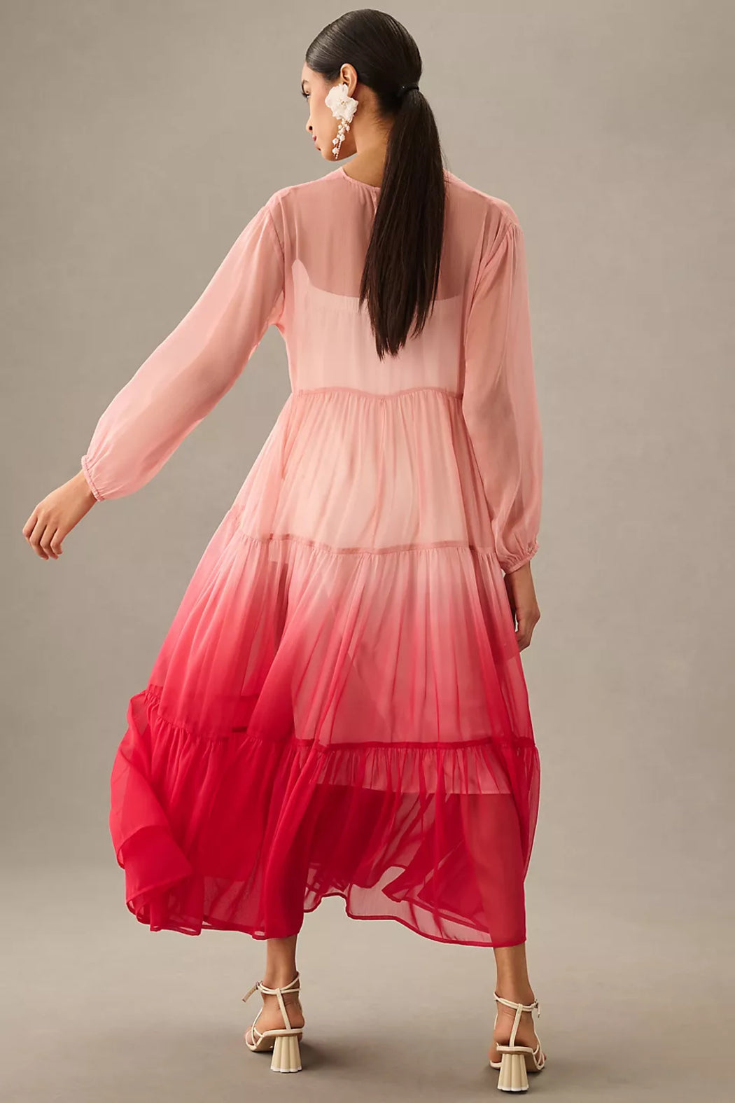 Ombré Tiered Sheer Kimono