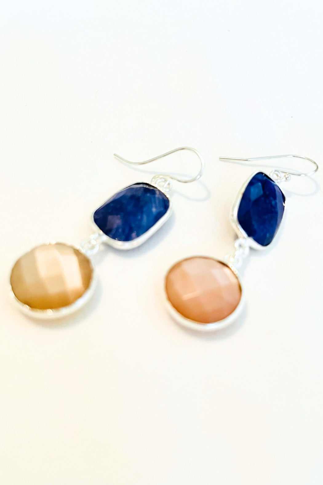 Artistic Multi-Gem Drop Earrings