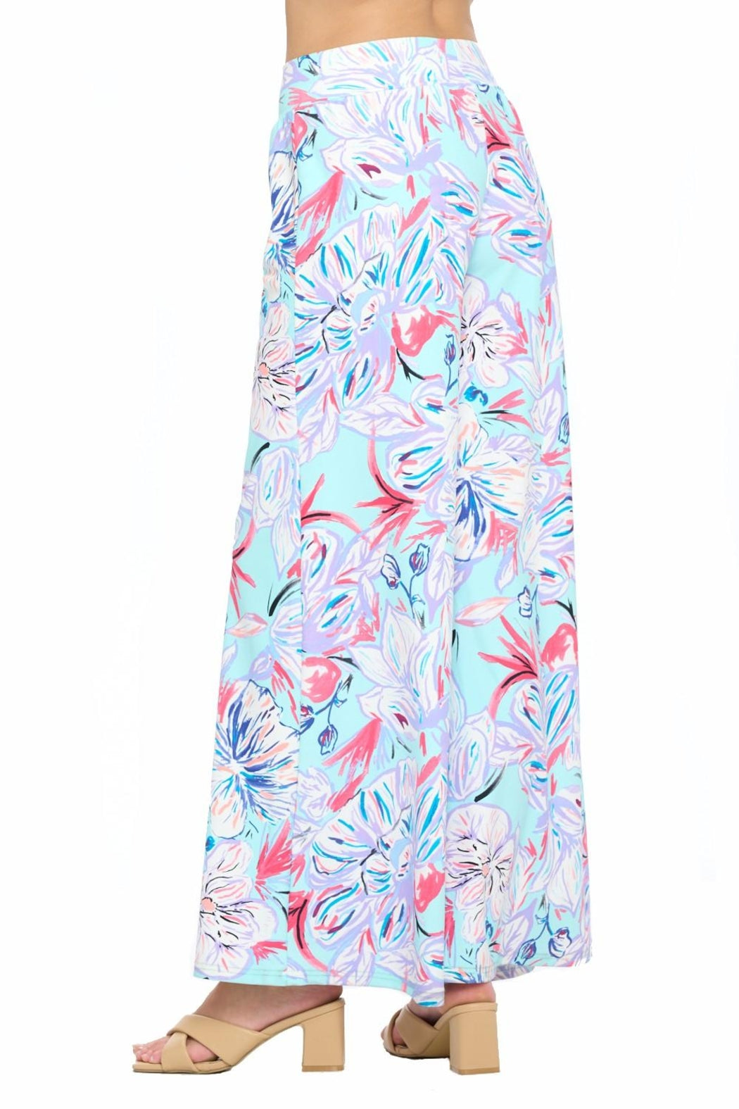 Aqua Floral Wide Leg Pant