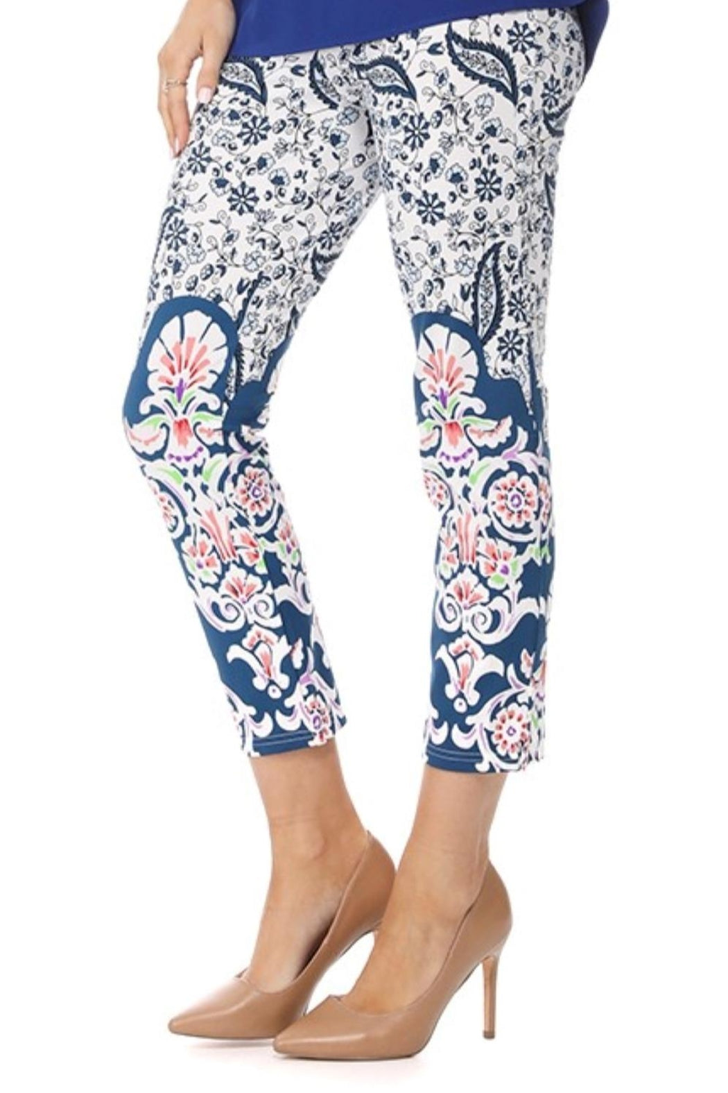 Blue Paisley Cropped Legging
