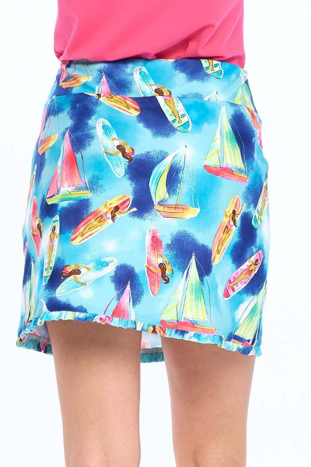 Blue Ruffle Hem Skort