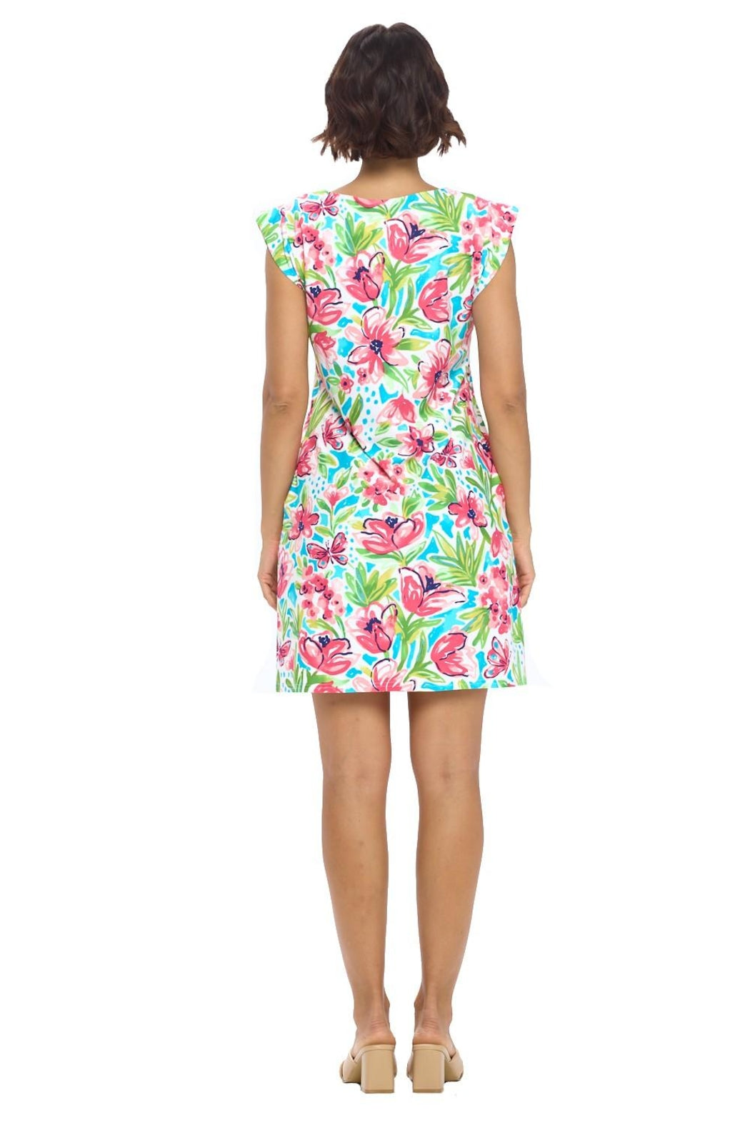 White Floral Cap Sleeve Dress