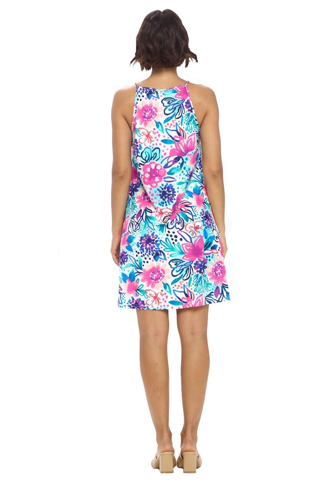 White Floral Chain Strap Dress