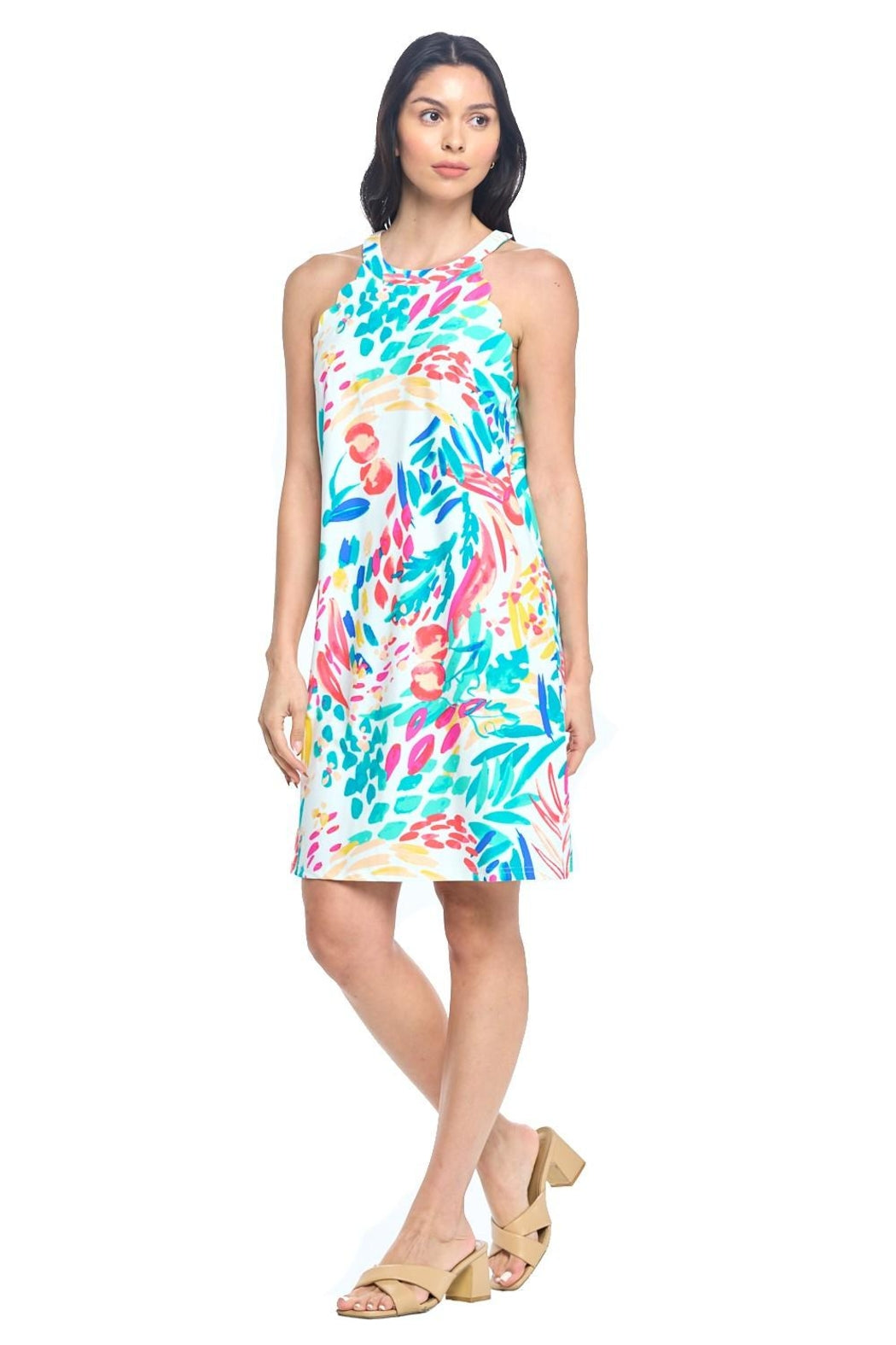 White Floral Yoke Dress