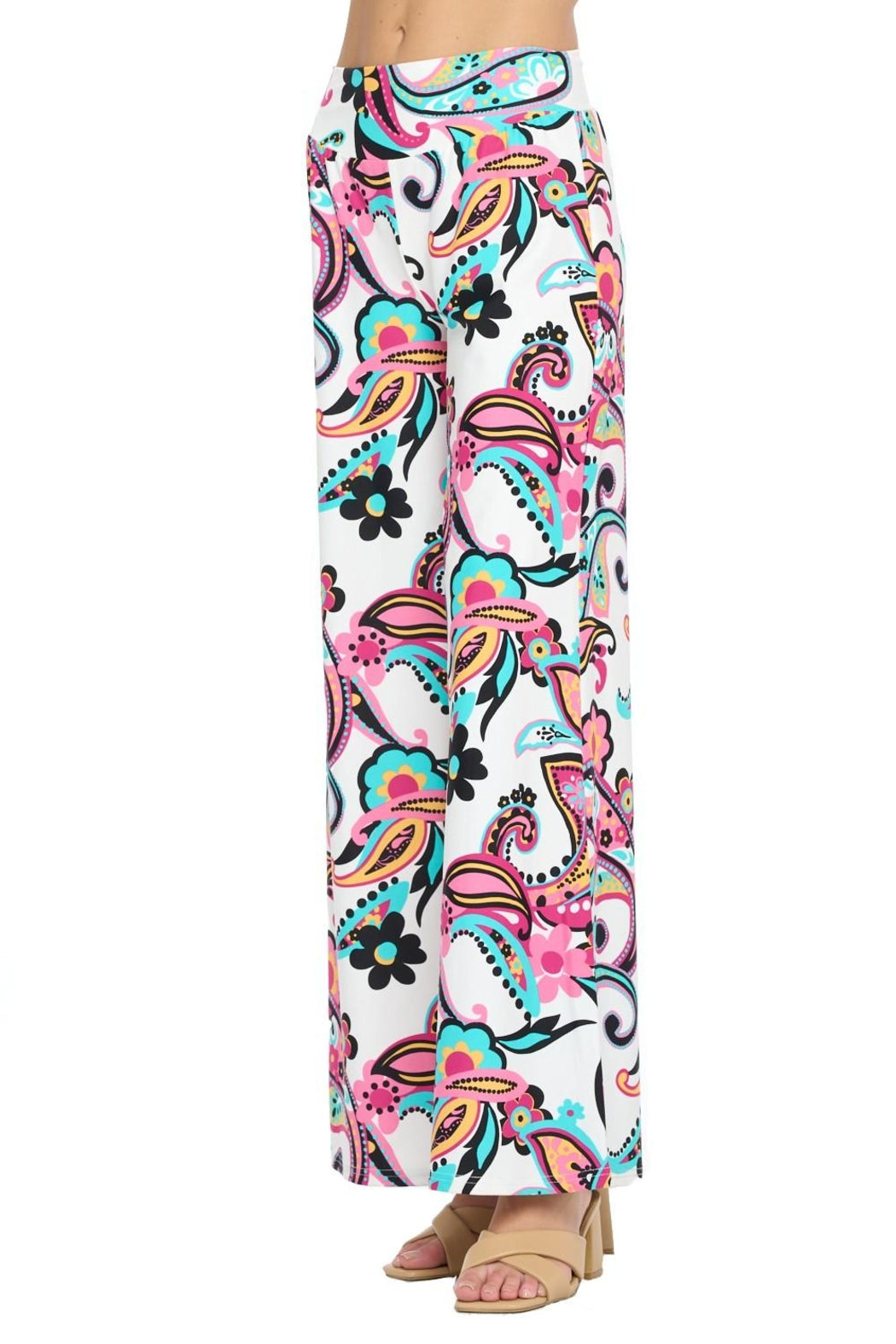 White Paisley Palazzo Pant