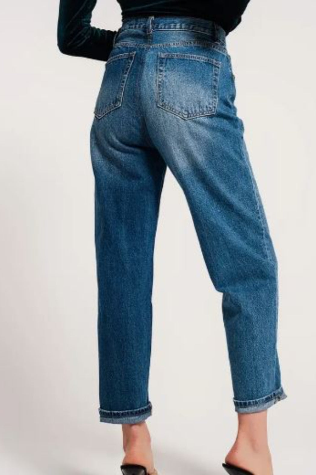 Asymmetric Button Waist Jeans