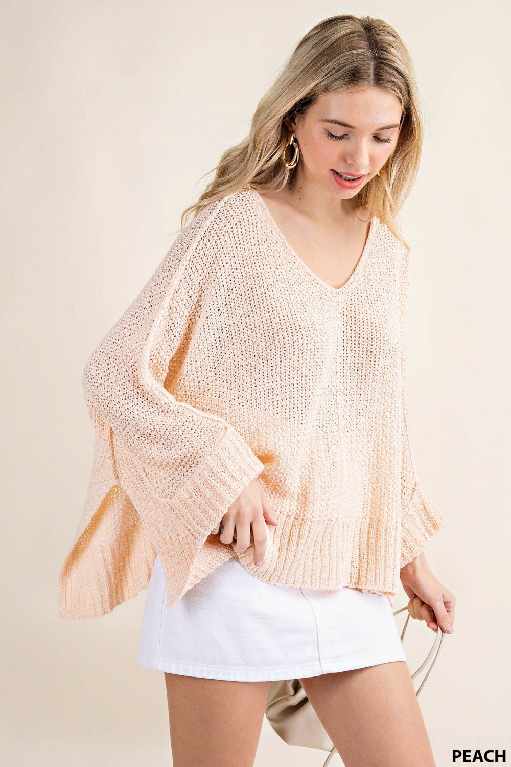 6405 Rebecca V-Neck Light Sweater Top -Reg & Plus!