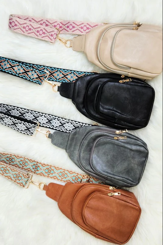 Vegan Leather Crossbody Sling Bag with Credit Card Slots