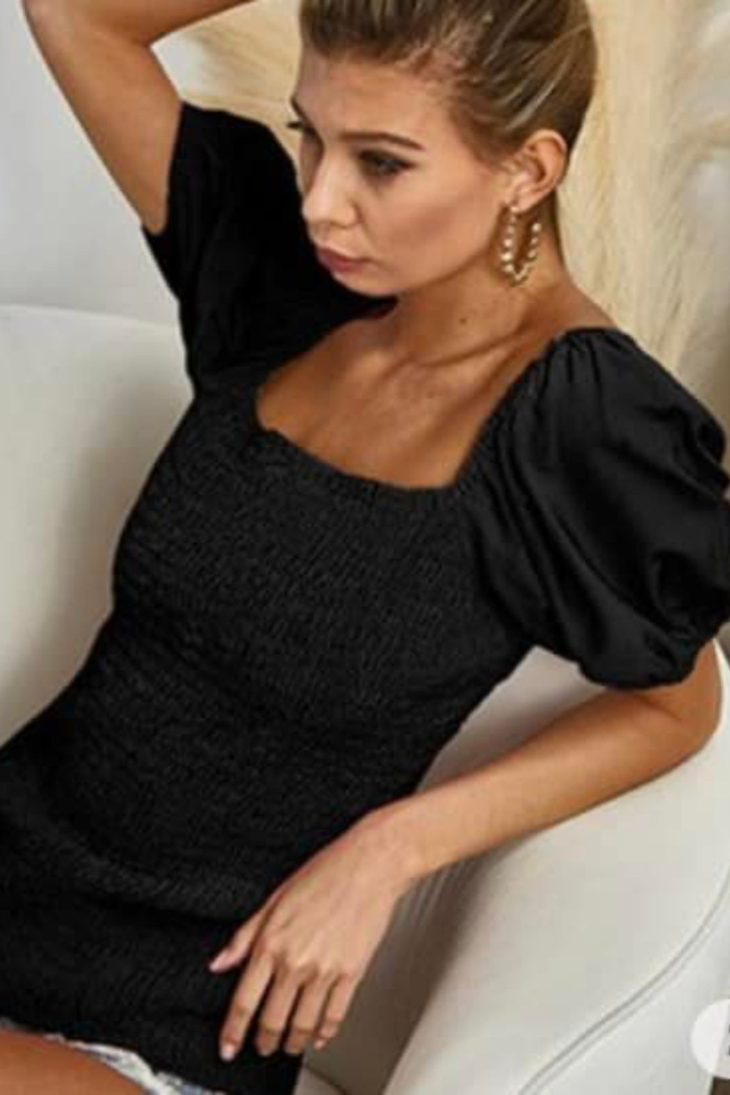 Balloon Sleeve Smocked Body Top